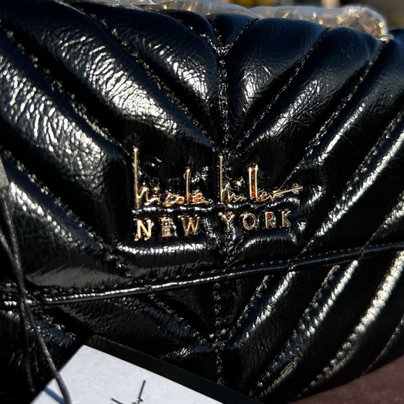 Nicole Miller Black Chevron Quilted Crossbody - Picture 3 of 6